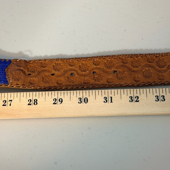 Handcrafted leather and woven concho belt women M - Picture 7 of 9